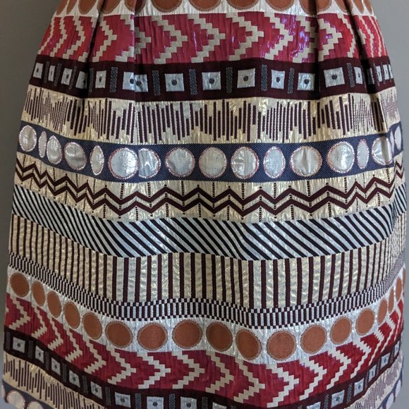 Anthropologie Geometric Shimmer Bubble Mini Skirt Nomad Morgan Carper 2 Small - Picture 8 of 10